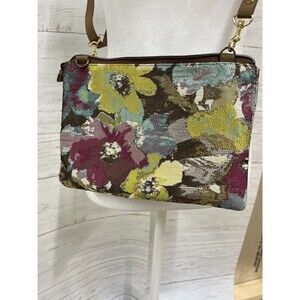 Danny K Floral Tapastry shoulder strap crossbody purse Green,‎ blue, Burgundy